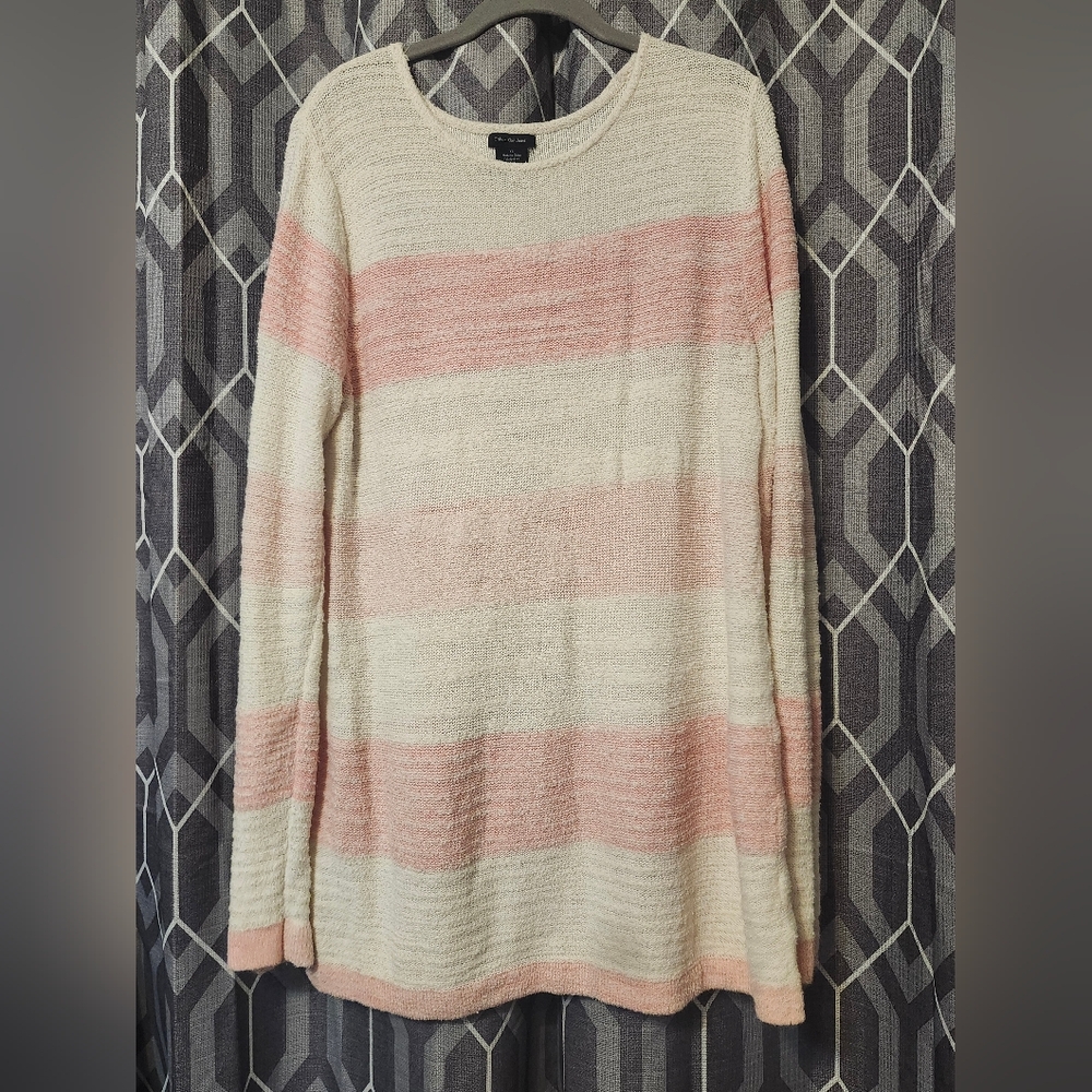 Calvin Klein Jeans Pink and Cream Striped Sweater